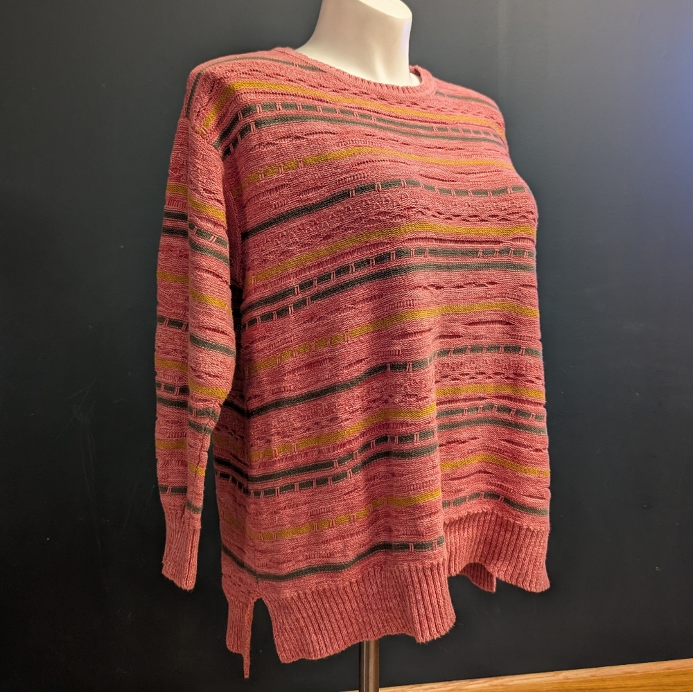 Soft Surroundings Striped Pink Sweater
